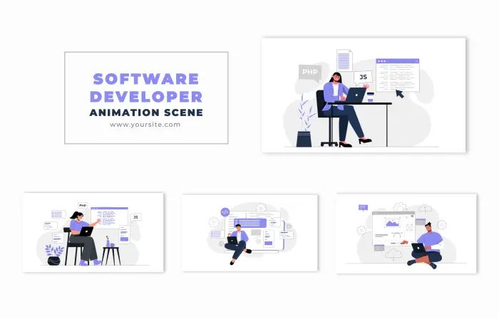 Flat Character Animation Software Programming Deve - Premium Geometric Photo Gallery - 4K